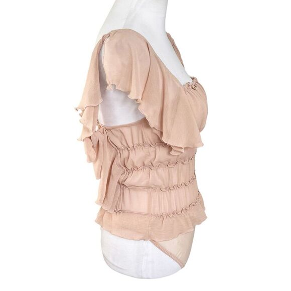 Free People Intimately Juliet Chiffon Ruffle Bodysuit Women’s Small - Picture 5 of 8